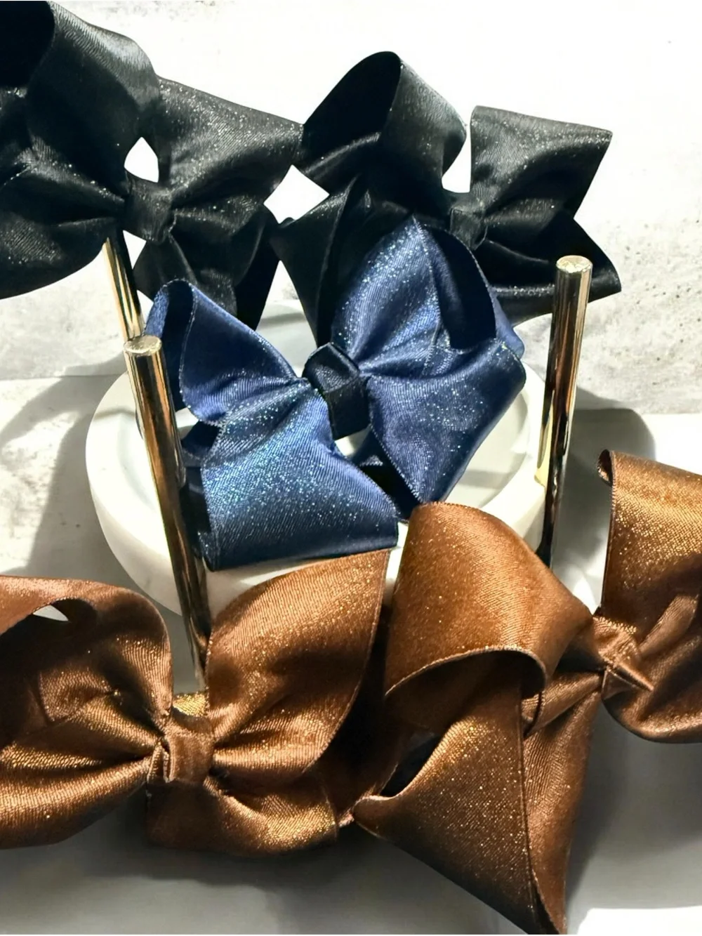 Girls Kids Hair Bows Set - Black, Brown, Navy